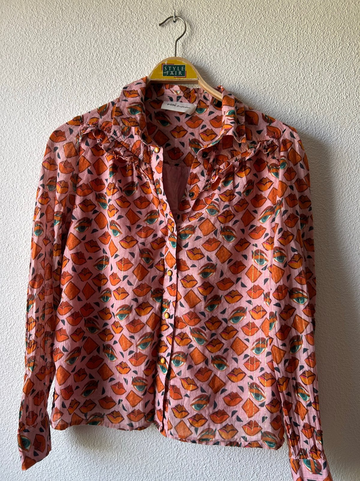 POM Amsterdam Blouse met lippenprint, Verzenden, Maat 36 (S), Roze