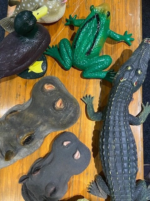 Drijf dieren; krokodil, nijlpaard, eend, vis kikker, Ophalen of Verzenden, Gebruikt, Overige typen