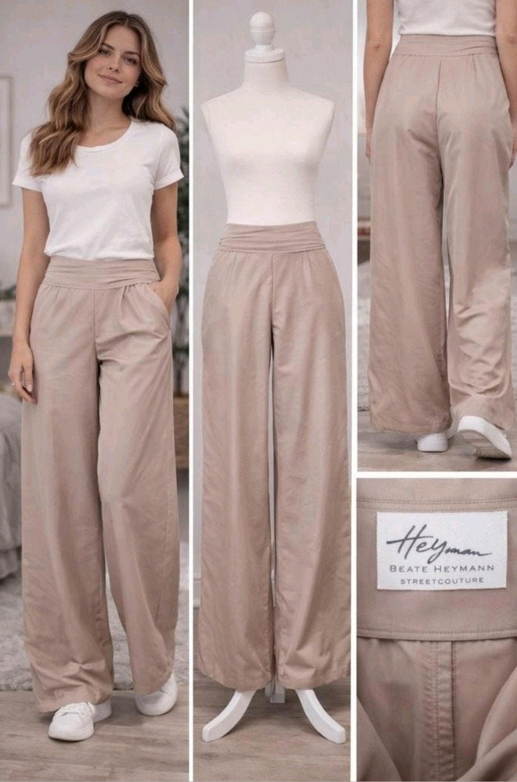 Heymann by Beate Heymann wijde broek beige/taupe – maat 36, Kleding | Dames, Beige, Ophalen of Verzenden, Zo goed als nieuw, Heymann