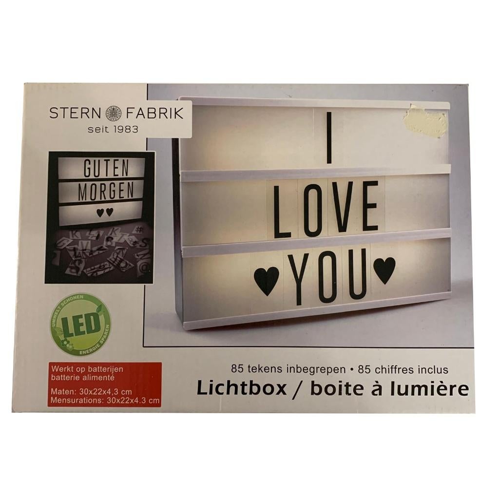 LICHTBOX met letters Stern Fabrik 30x22x3 cm., Huis en Inrichting, Gebruikt, Hema, Ophalen of Verzenden, X