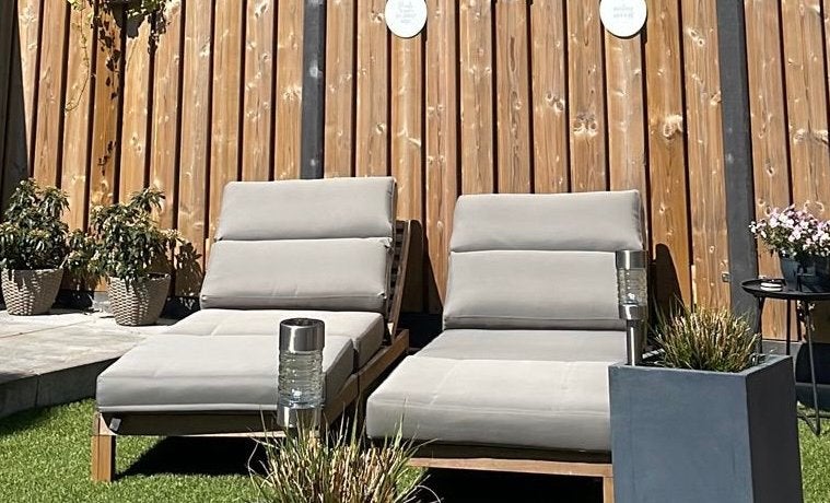 Comfortabele ligbedkussens voor buiten, voor 2 bedden, Tuin en Terras, Ophalen, Gebruikt