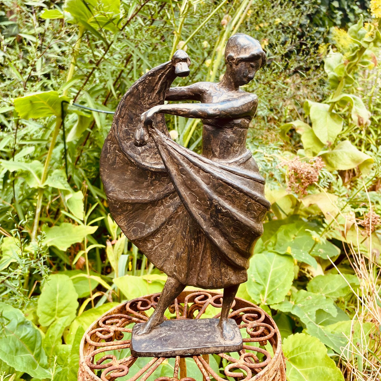Bronzen beeld danseres, Peter Hoogerwerf, Ophalen, 20 - 50 cm, Beeld, Vrouw