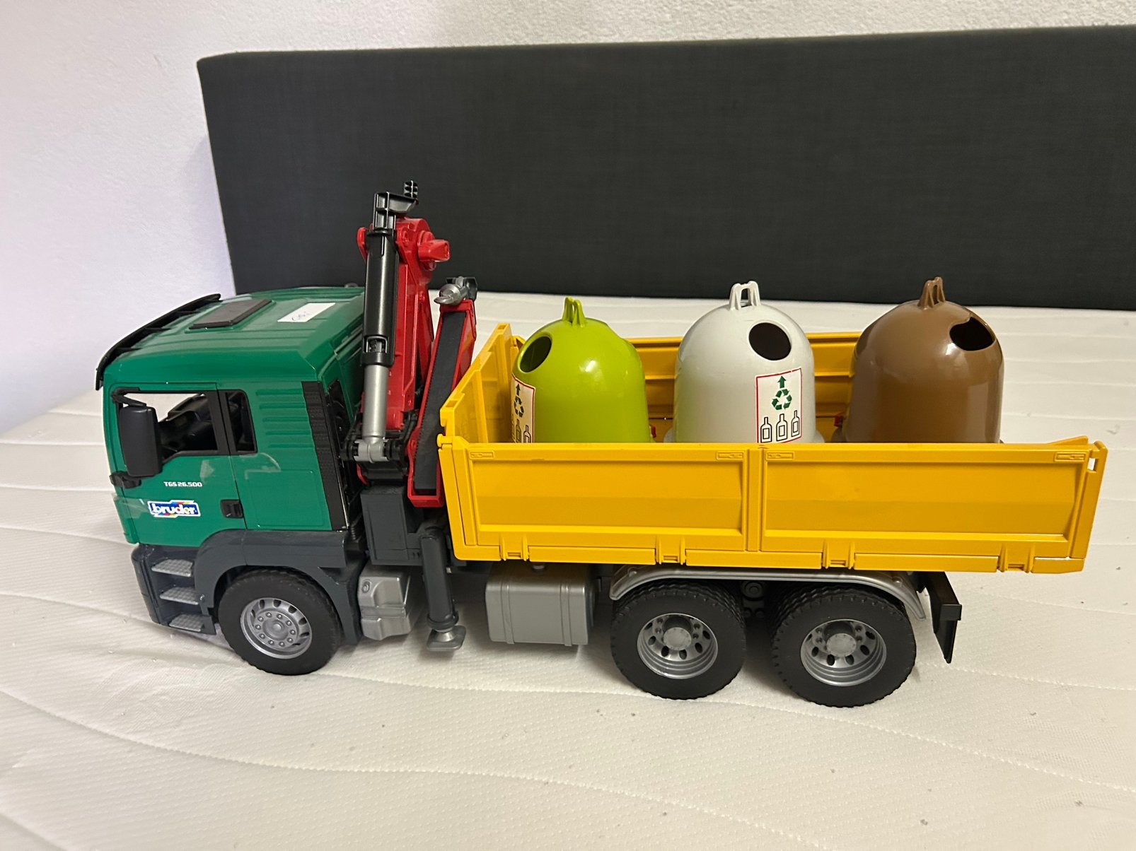 Bruder MAN TGS Kraanwagen met Glascontainers - Achterkant ka, Ophalen, Gebruikt