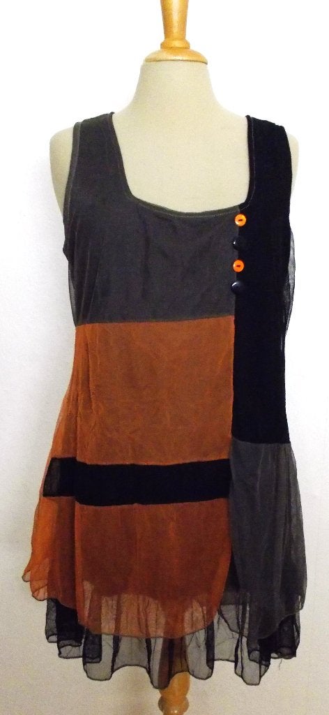 Aparte hippy tuniek/top! L, Maat 42/44 (L), Zo goed als nieuw, Zonder mouw, Meerkleurig