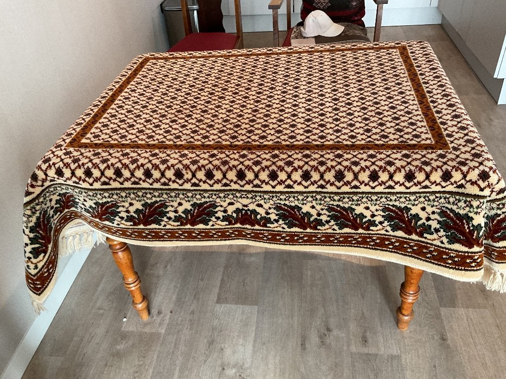 Eettafel met tafelkleed, Ophalen, Gebruikt, 100 tot 150 cm, Vintage