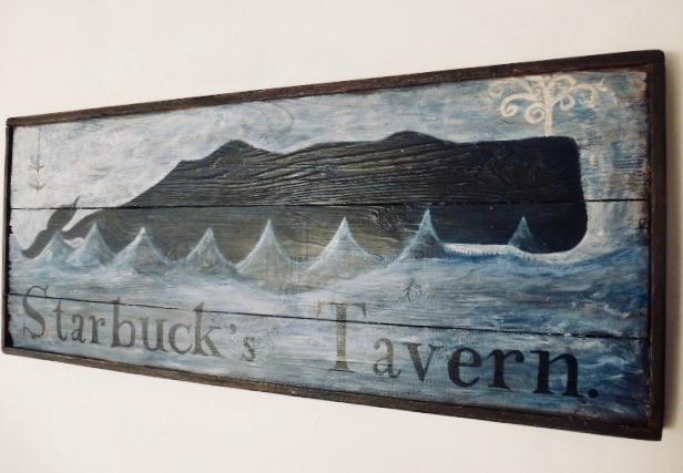 Handgeschilderd bord/antiek vintage sign / Starbuck's Tavern, Zo goed als nieuw, DeKameraadschap, Schilderij, 75 tot 100 cm