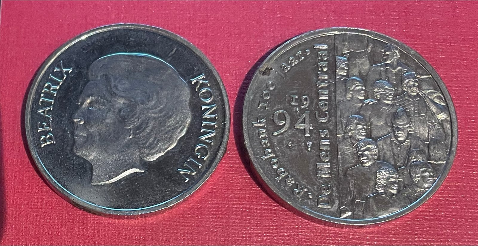 2st 100 jaar Jub. munt Rabobank 1994 Koningin Beatrix munt, Postzegels en Munten, Munten | Nederland, Ophalen of Verzenden, Koningin Beatrix