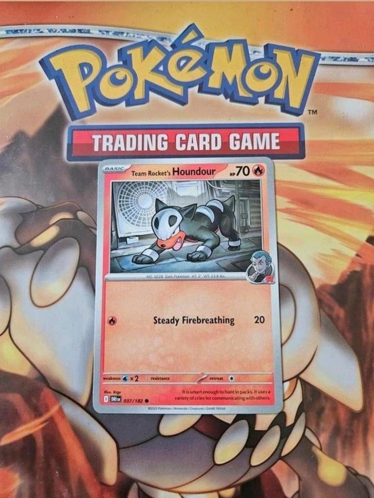 Team rocket's houndour Destined rivals pokemon kaart nm, Ophalen of Verzenden, Zo goed als nieuw, Losse kaart