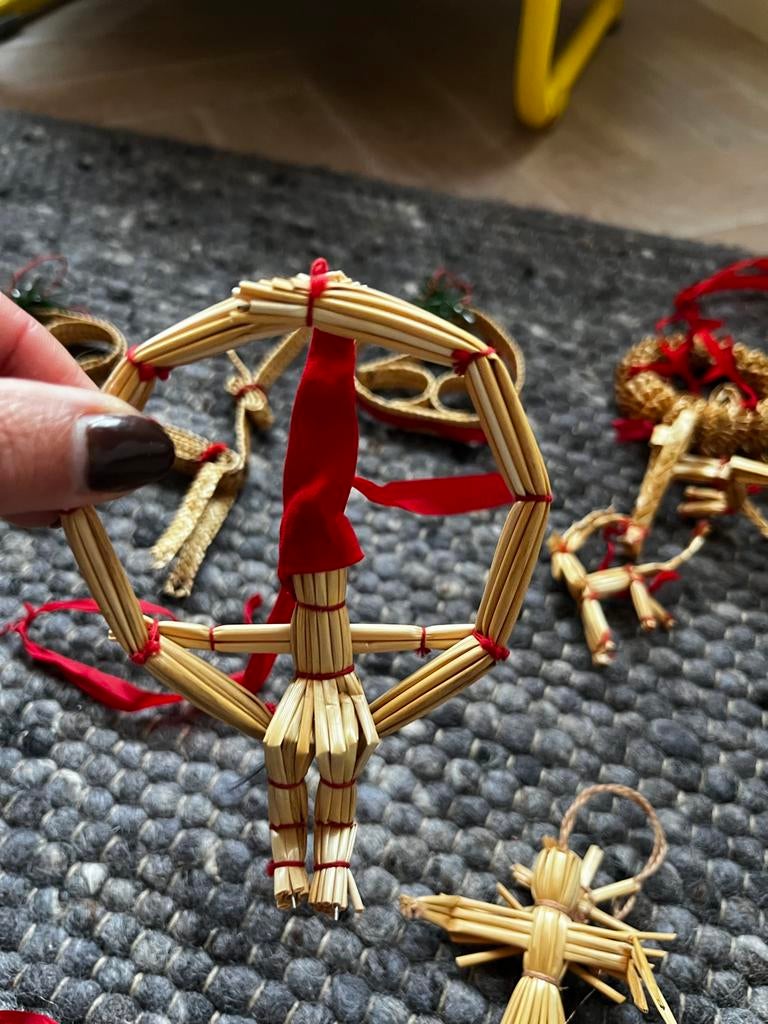 Vintage stro kerstfiguren, Diversen, Kerst, Ophalen of Verzenden