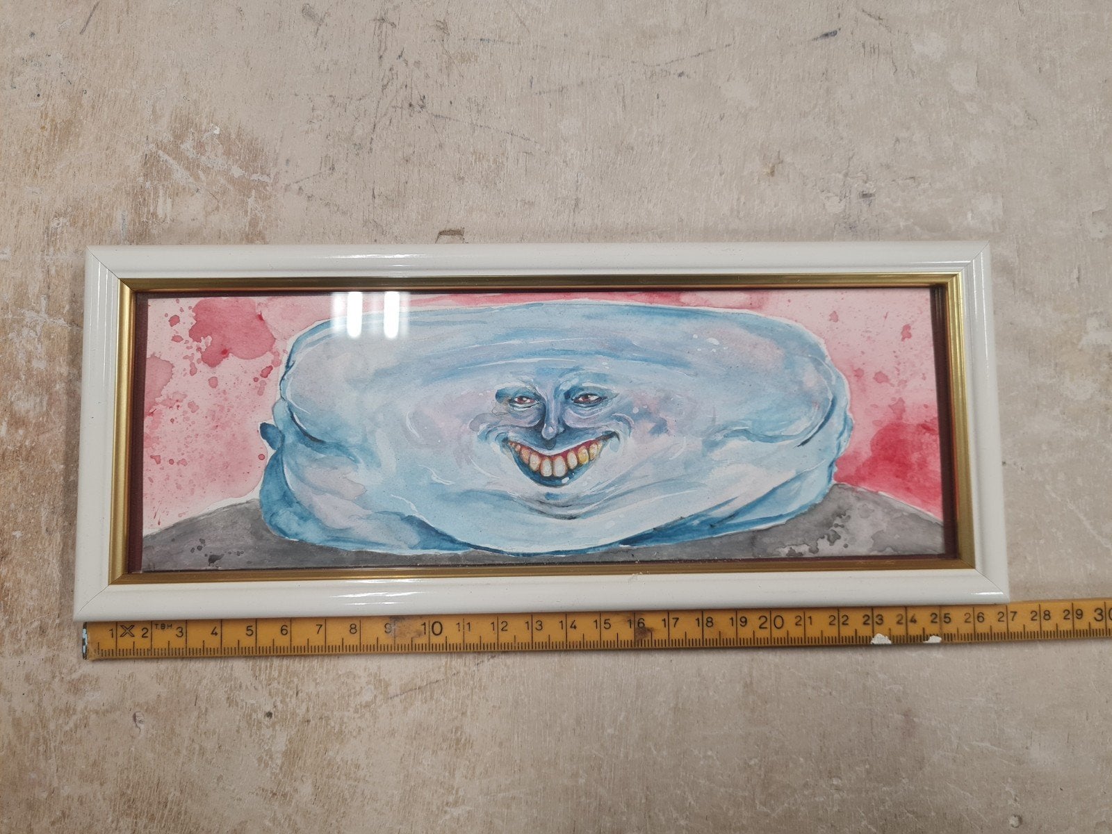 Hoofd incl. lijst acrylverf, Ophalen of Verzenden, Gelimiteerde oplage, Acrylverf, Figuren