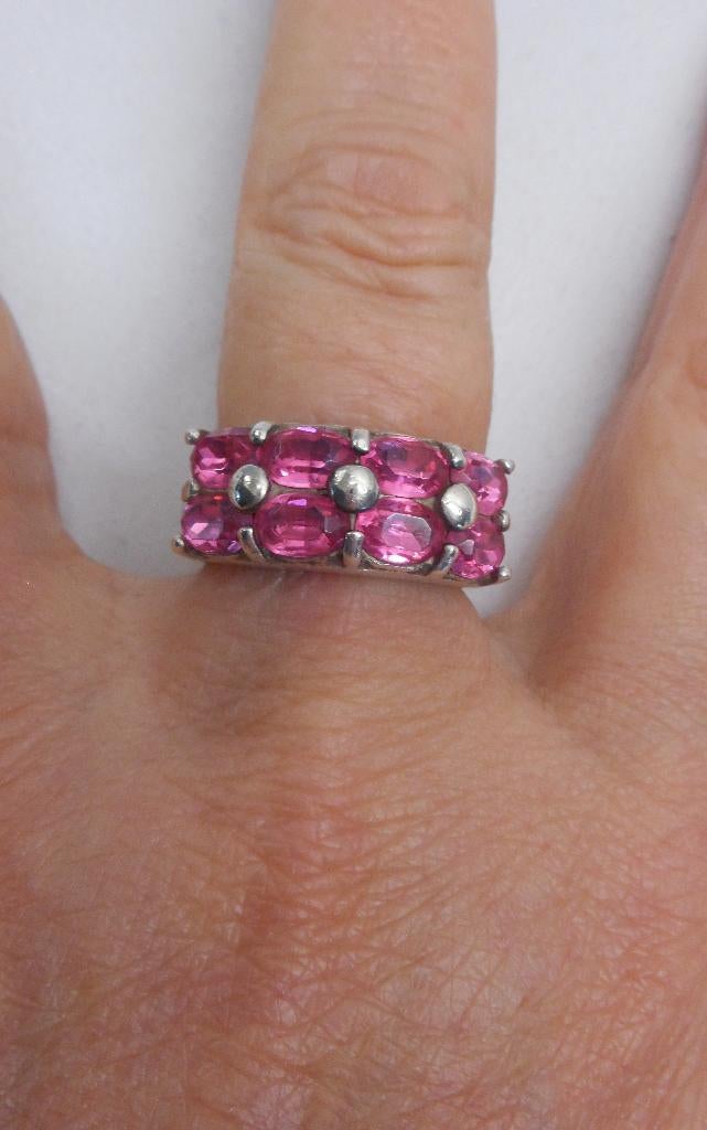 Zilveren Biba ring met opvallende stenen maat 16,7 nr.1414, Verzenden, Dame, Zilver, Zilver