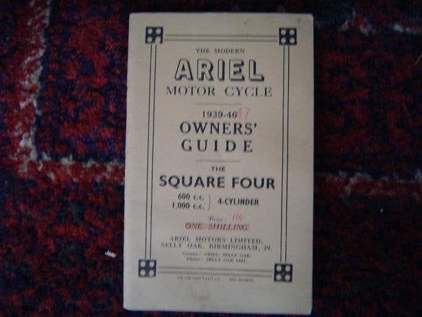 Ariel Square four 600cc 1000cc 1939-1947 owner's guide SQ4, Ophalen of Verzenden, Harley-Davidson of Buell
