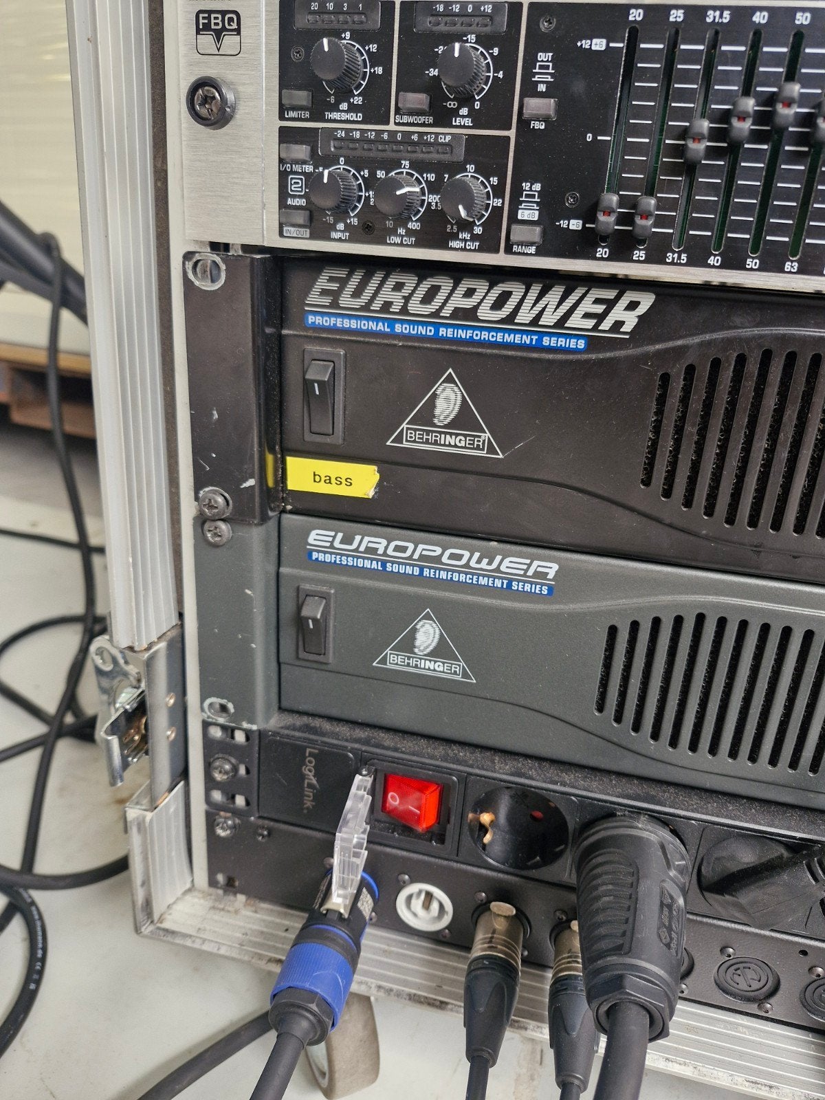 Complete PA geluidsset met versterker rack en kabels, Ophalen, Gebruikt, 1000 watt of meer, P.A.