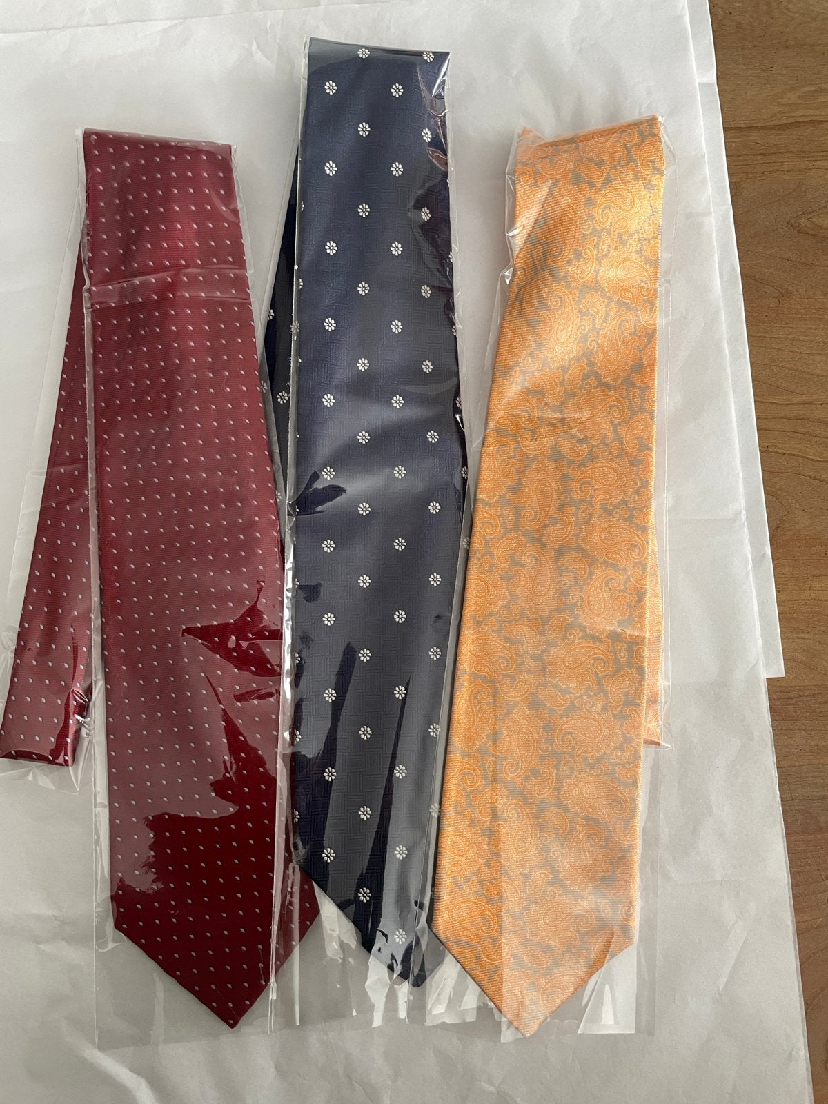 Set van 3 Borrelli Napoli zijden dassen -, Ophalen of Verzenden, Zo goed als nieuw, Meerkleurig, Met patroon