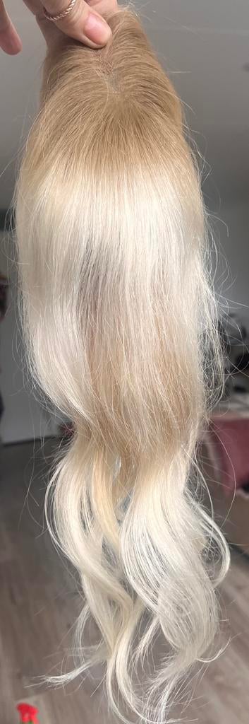 Nieuw:Licht blond haarwerk 40 cm Lace Topper Echt Haar, Ophalen of Verzenden, Nieuw, Pruik of Haarverlenging