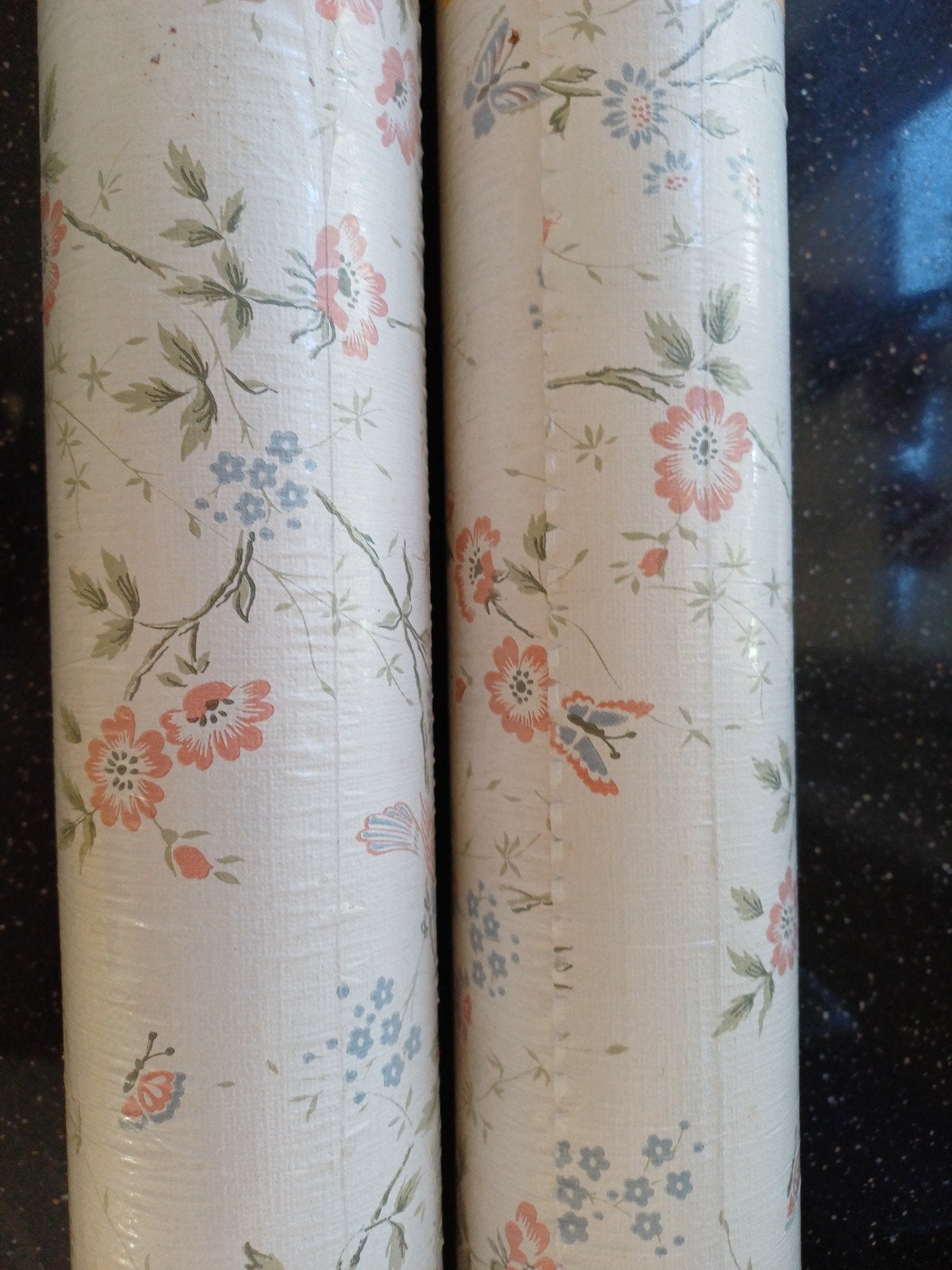3 rollen brocante papierbehang mille fleur vogels, Antiek en Kunst, Ophalen of Verzenden