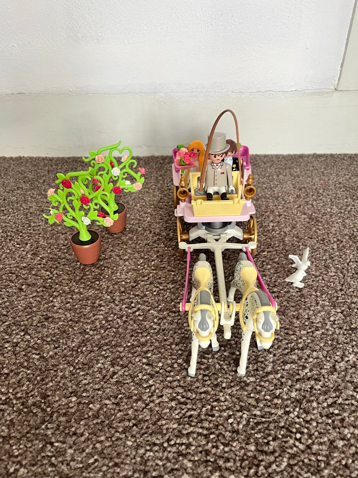 Playmobil Bruiloft Koets met Bruidspaar en Decoratie, Complete set, Voertuig, Ophalen of Verzenden, Zo goed als nieuw