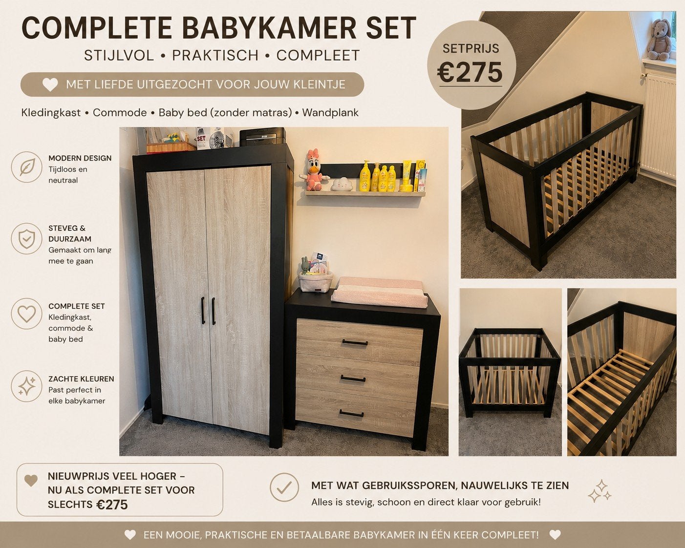 Complete Babykamer Set - Stijlvol, Praktisch, Compleet, Kinderen en Baby's, Ophalen