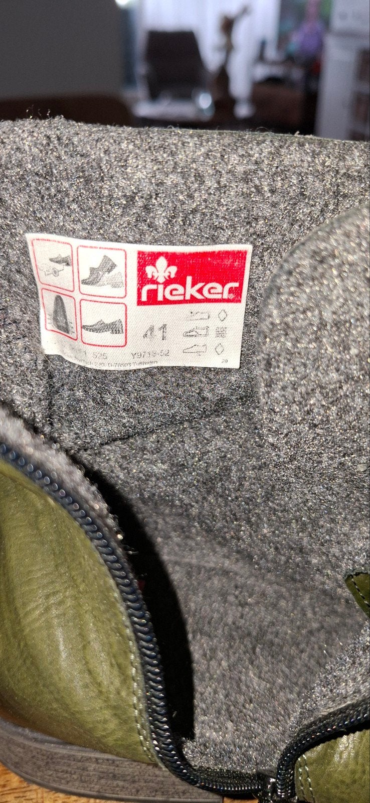 Rieker enkel laarsjes.Donkergroen., Ophalen, Lage of Enkellaarzen, Zo goed als nieuw, Groen