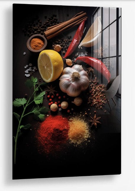 Glasschilderij Art of Spice I 60x90 - Gehard glas, Stilleven, Glas, Achter glas, Ophalen of Verzenden