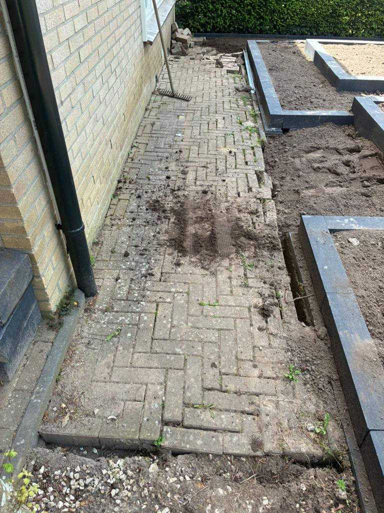 Gratis +- 6,5 vierkante meter sierbestrating, Ophalen, Gebruikt, Klinkers, 5 tot 10 m²
