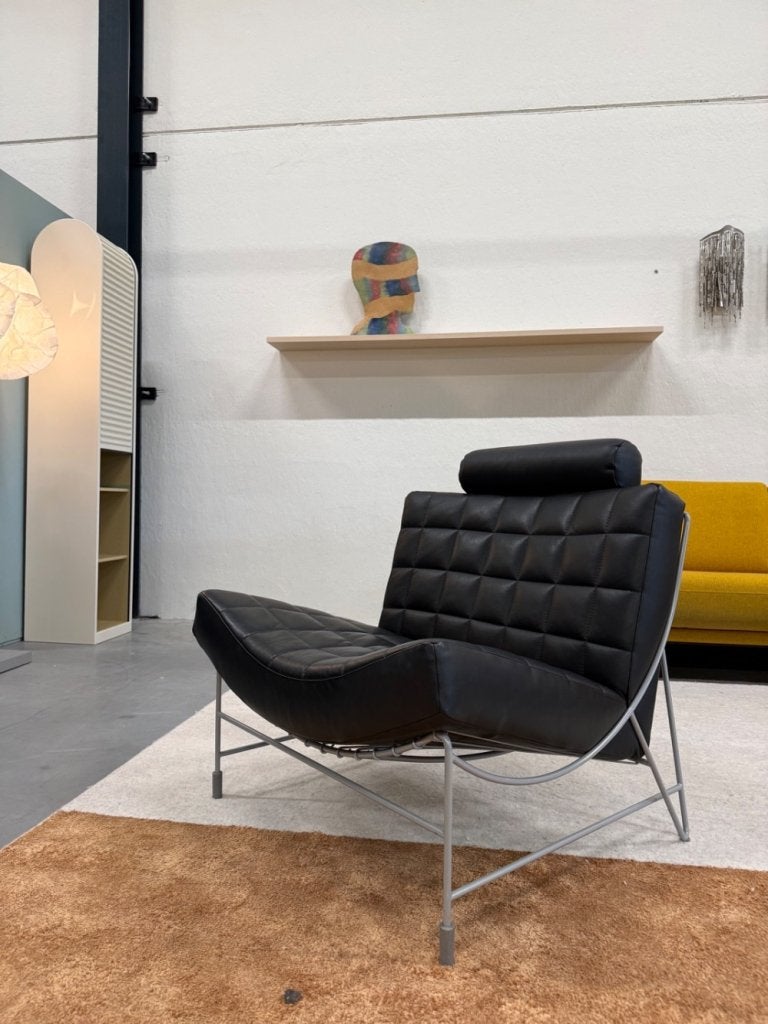 Leolux Volare fauteuil zwart leer design stoel, Leolux, Info@leolux.nl, Ophalen of Verzenden, Zo goed als nieuw
