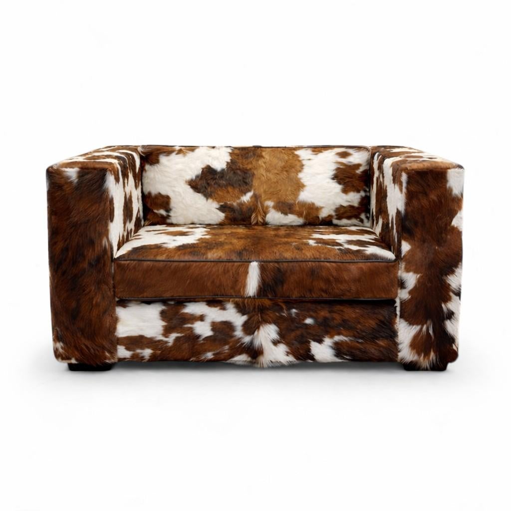 Kubus loveseat in tricolor koeienhuid, Huis en Inrichting, Banken | Sofa's en Chaises Longues, Ophalen of Verzenden