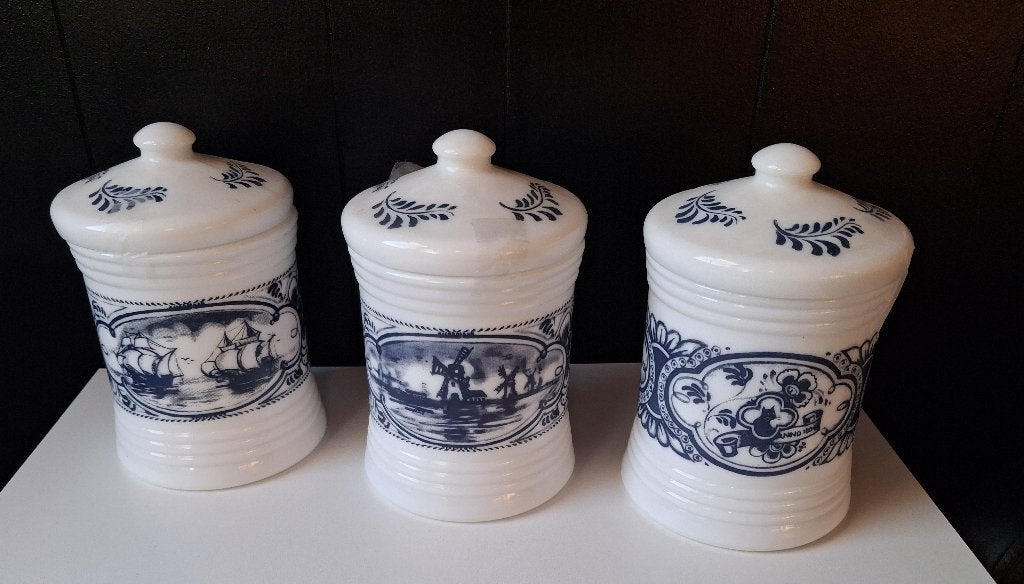Voorraadpot Opaline Koffie Thee Suiker, Ophalen of Verzenden, Zo goed als nieuw