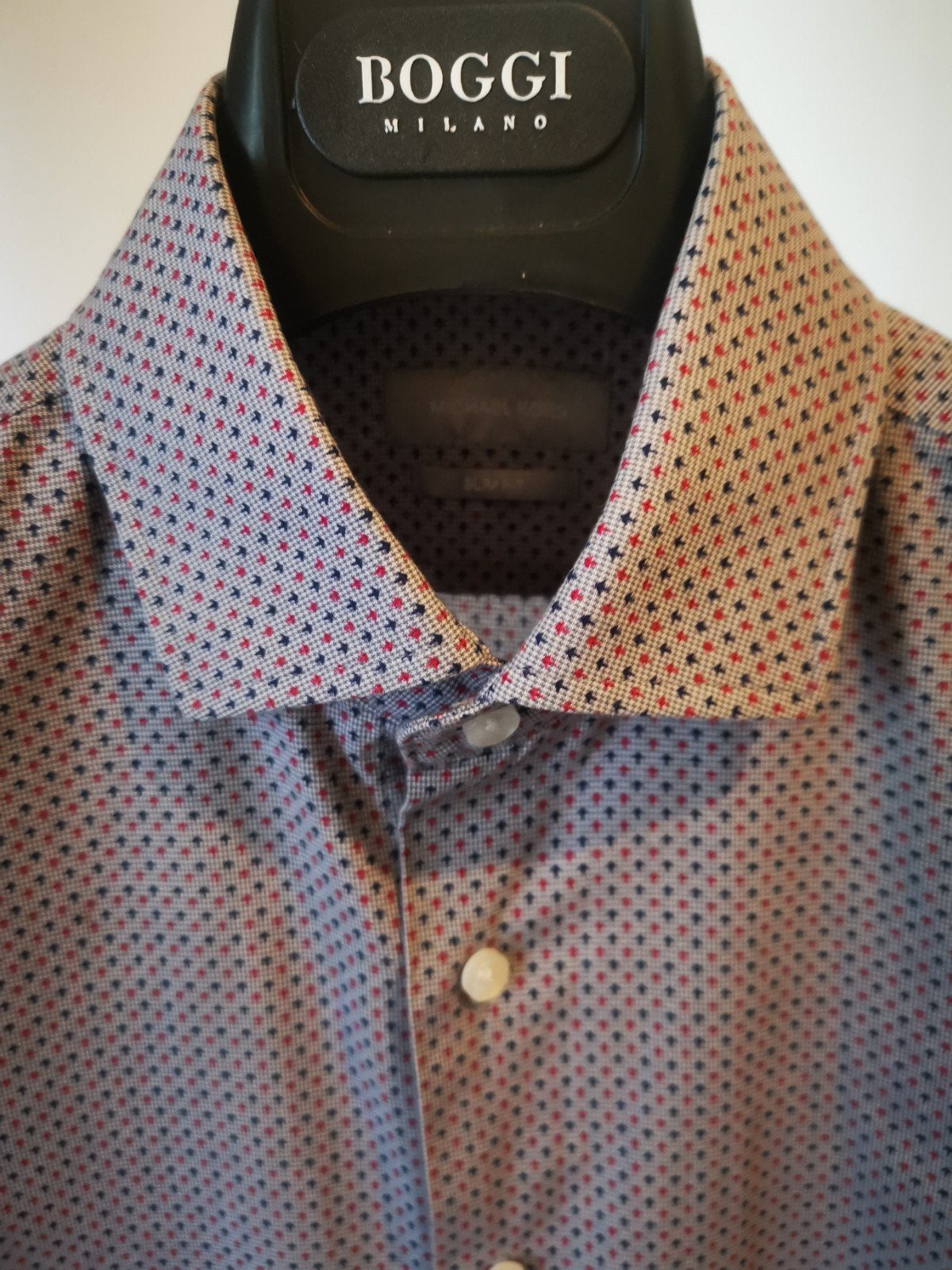 Michael Kors Slim Fit overhemd - Grijs met microprint, Kleding | Heren, Overhemden, Halswijdte 38 (S) of kleiner, Nieuw, Ophalen of Verzenden