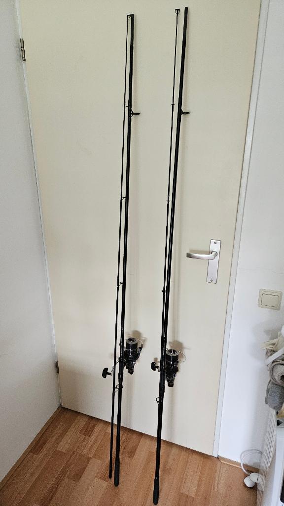 Shimano hyperloop karperhengels en Cormoran baitrunners, Ophalen, Gebruikt, Complete set