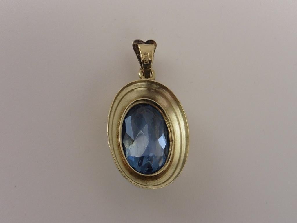 Gouden hanger met aquamarijn                             G13, Sieraden, Tassen en Uiterlijk, Gebruikt, Overige voorstellingen