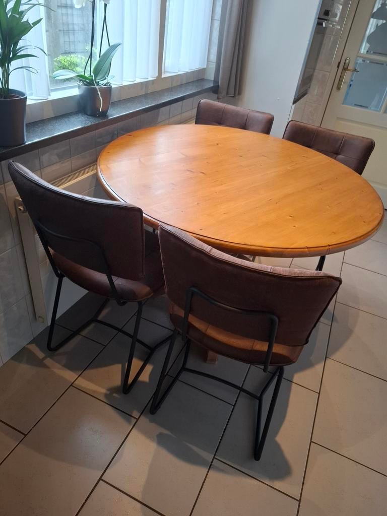 Tafel met 4 stoelen, Huis en Inrichting, Tafels | Eettafels, Ophalen, Gebruikt, Rechthoekig, 50 tot 100 cm
