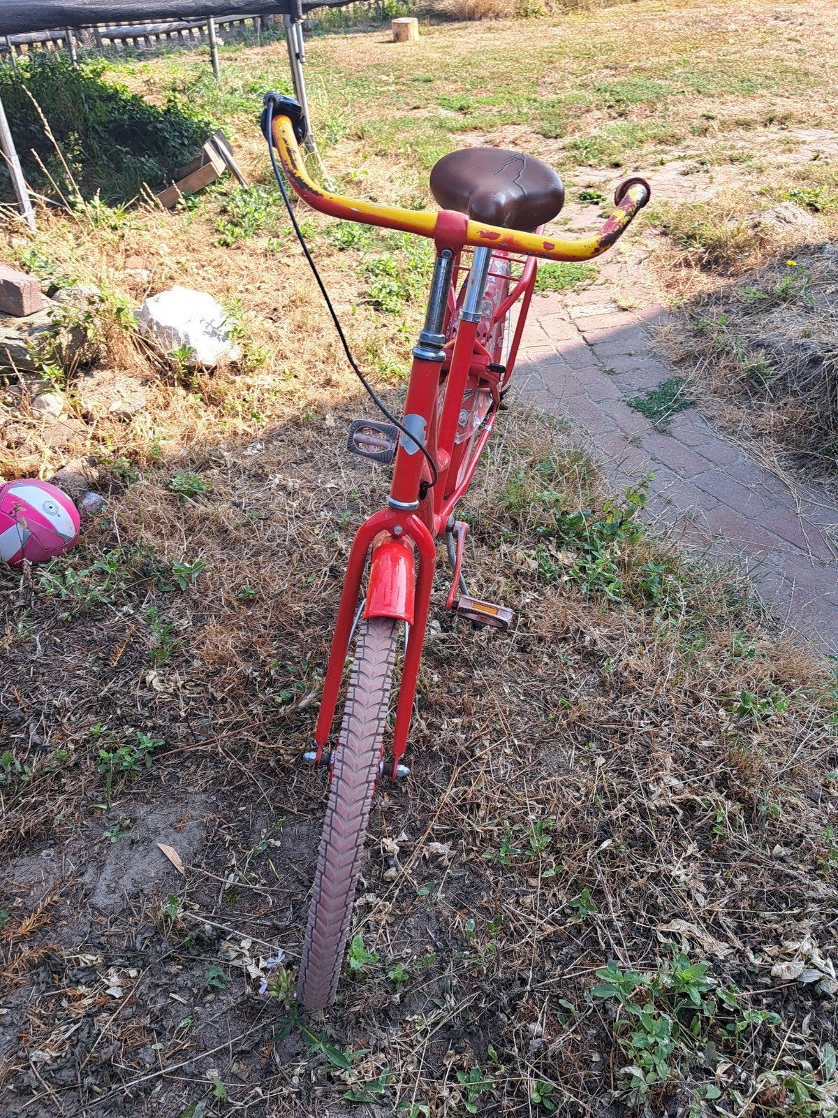 Vintage rode damesfiets met lage instap, Terugtraprem, 50 tot 53 cm, Ophalen, Overige merken