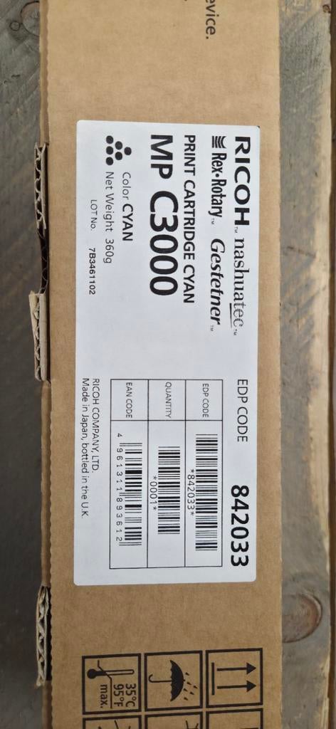 Ricoh MP C3000 Cyan Toner, Ricoh, Hambakenwetering 1, 's-Hertogenbosch, 5231dd, Nieuw, Ophalen of Verzenden