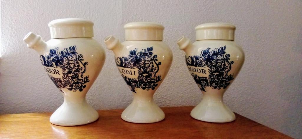 Set van 3 antieke apothekerspotten - Delfts Blauw, Antiek en Kunst, Antiek | Keramiek en Aardewerk, Ophalen of Verzenden