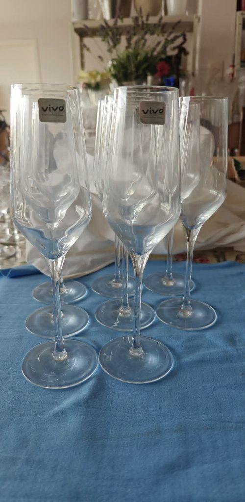 glazen champagne cava glazen Vivo 8 stuks, Ophalen of Verzenden, Zo goed als nieuw, Overige typen