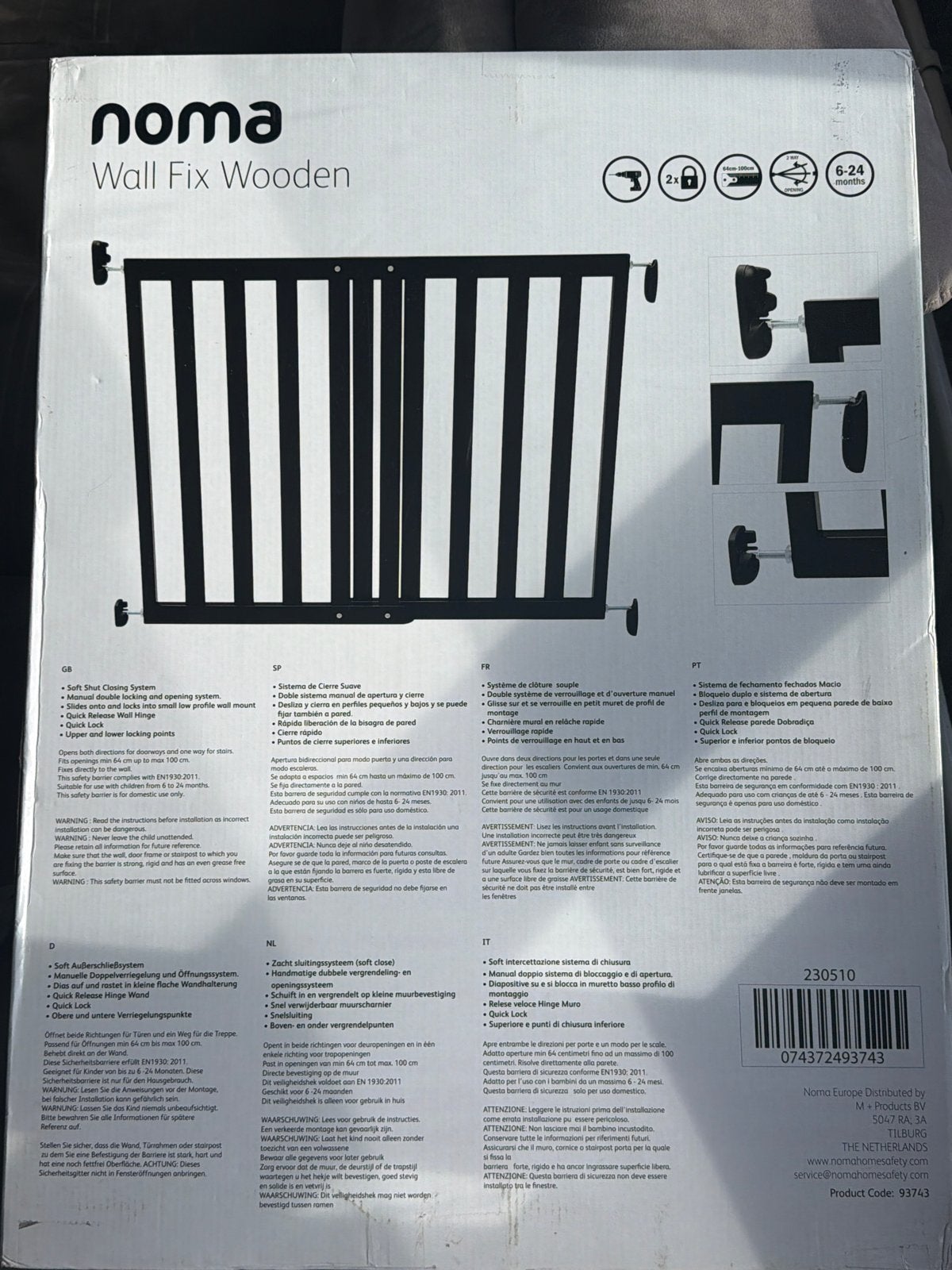 Noma Wall Fix Wooden Veiligheidshekje - Zwart, Kinderen en Baby's, Ophalen, Nieuw, Schroefhekje, Hout