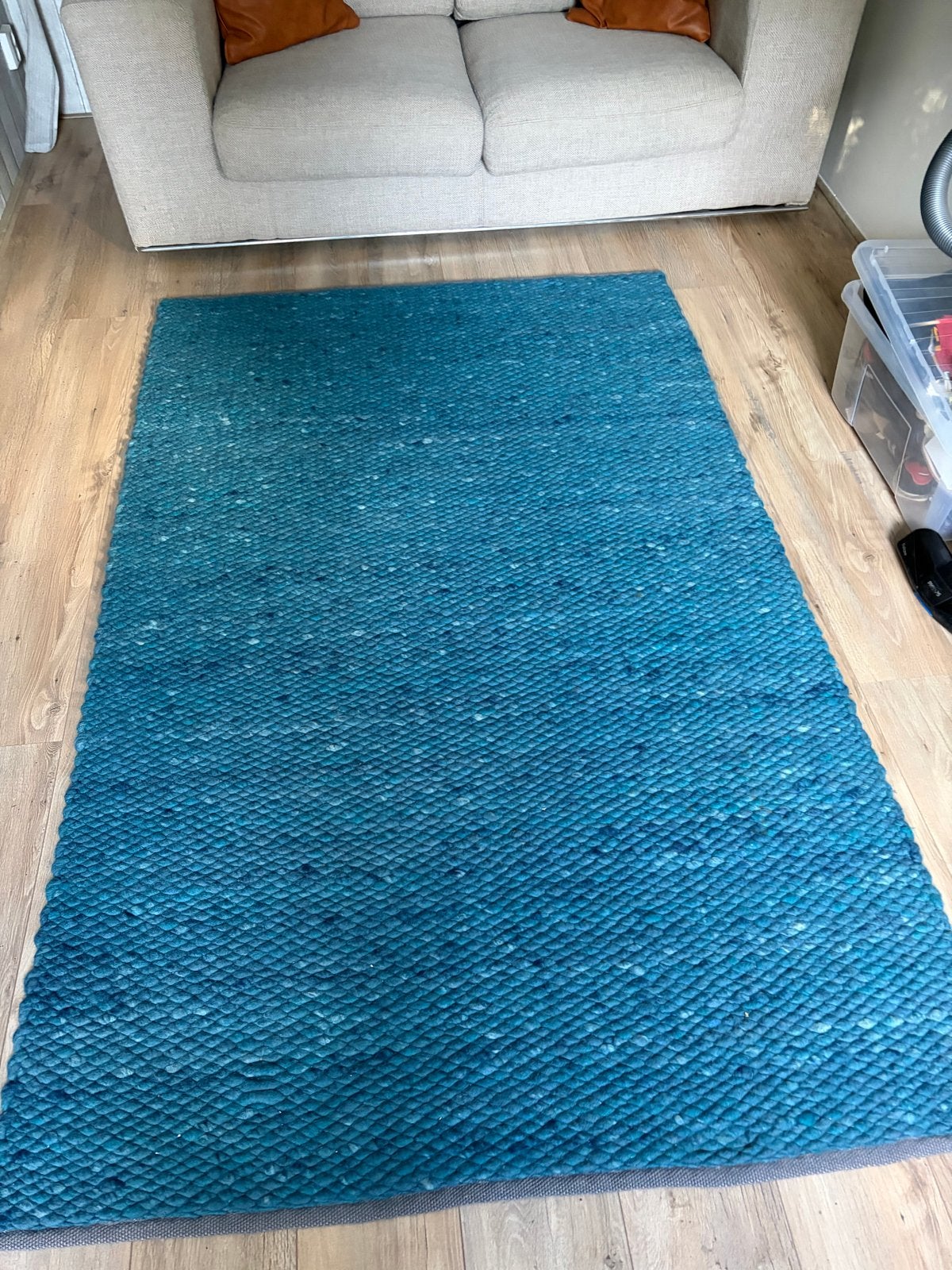 Vloerkleed Perletta Limone Petrol 154 - Gort Wonen, Ophalen, 100 tot 150 cm, Blauw, Zo goed als nieuw
