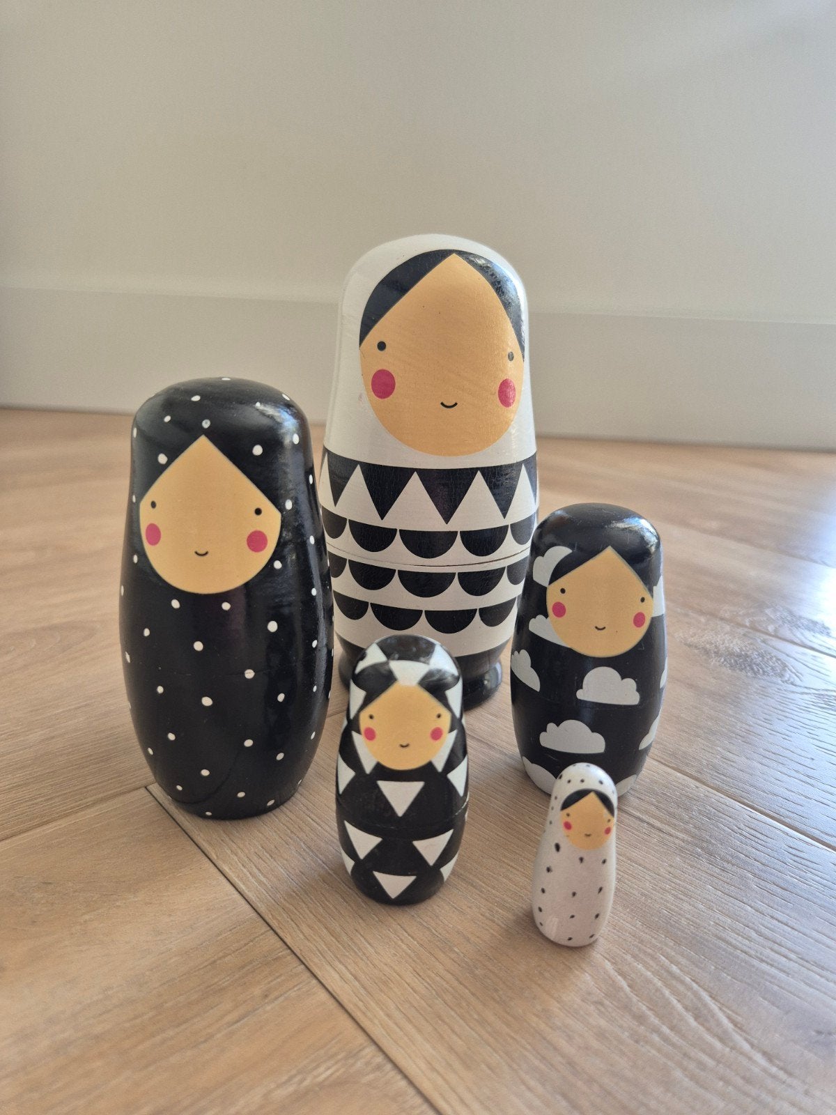 Baboushka, Matroesjka poppetjes zwart wit Petit Monkey, Overige merken, Zwart, Overige typen, Ophalen of Verzenden