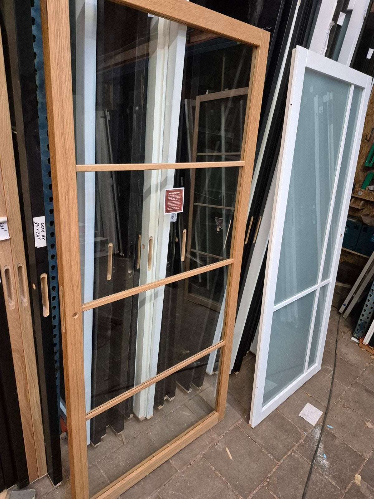93x201,5cm stomp eiken staallook blank vh glas bk1, Ophalen, 80 tot 100 cm, ., Binnendeur