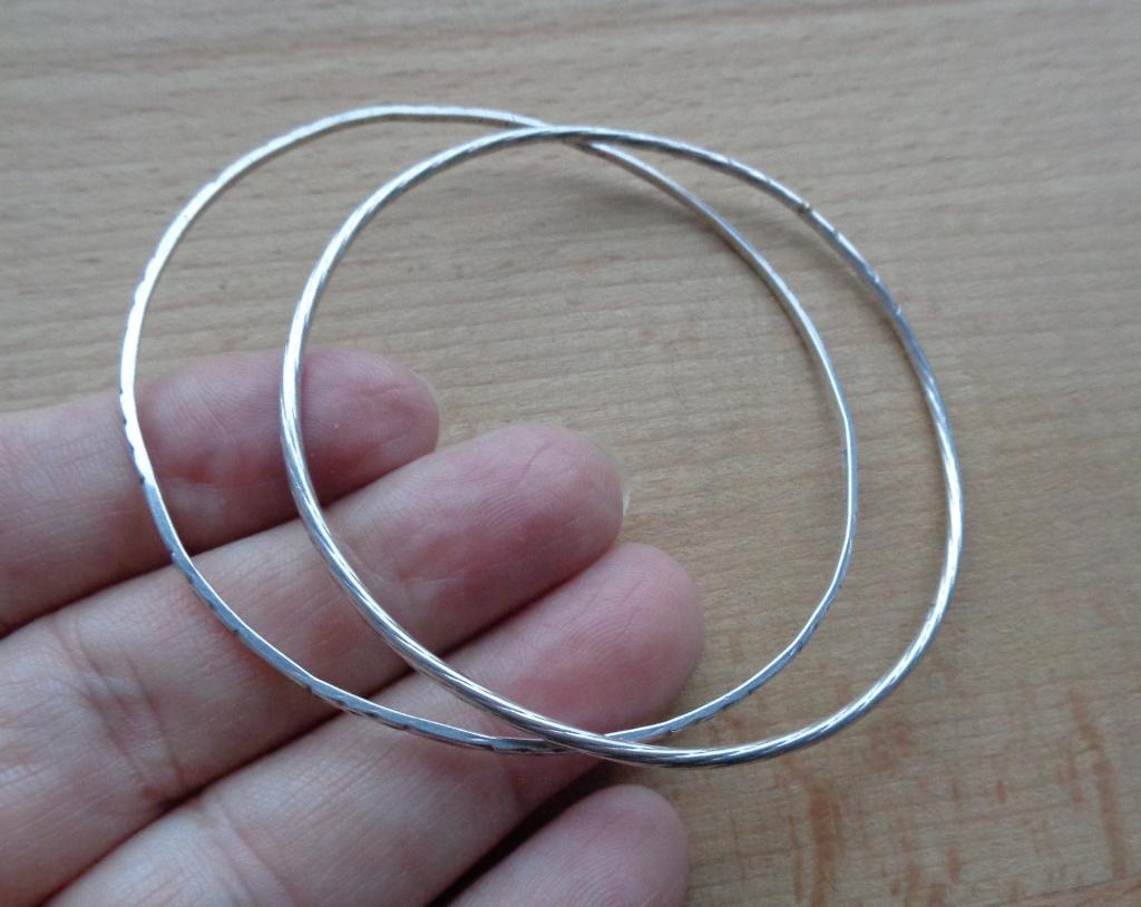 zilveren set van twee smalle slaven armbanden [037], Sieraden, Tassen en Uiterlijk, Armbanden, Verzenden, Zo goed als nieuw, Zilver