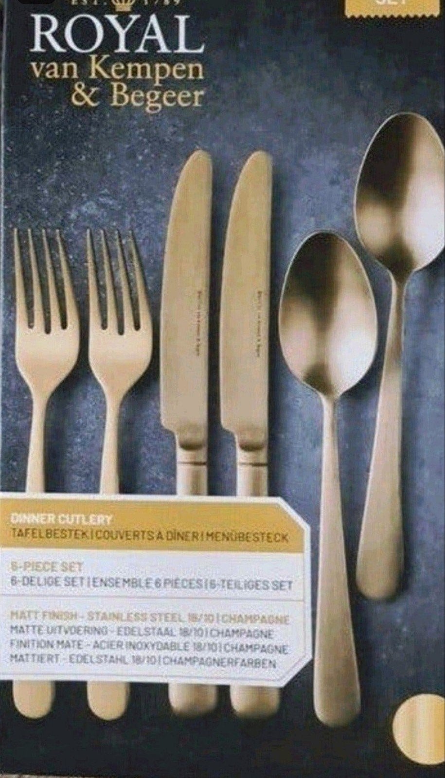 Royal van Kempen & Begeer Bestekset champagne kleur nieuw, Royal Van Kempen & Begeer, Bestekset, Nieuw, Ophalen of Verzenden