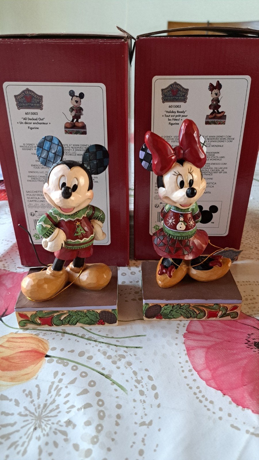 Disney Traditions Mickey & Minnie Mouse Kerstbeeldjes, Verzamelen, Ophalen, Mickey Mouse, Zo goed als nieuw, Beeldje of Figuurtje