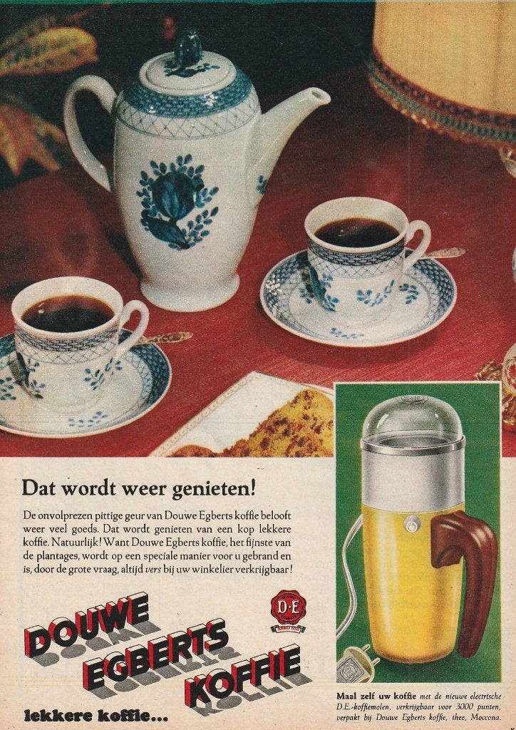 retro reclame 1963 Douwe Egberts koffie electrische molen, Verzenden, Overige typen