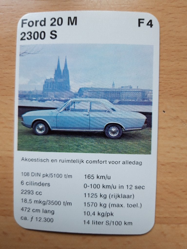 Ford 20m 2300s - losse kwartetkaart, Ophalen of Verzenden, Zo goed als nieuw, Auto's