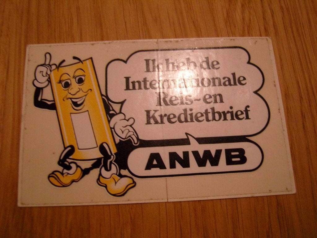 sticker ANWB Ik heb de Internationale Reis- en Kredietbrief, Ophalen, Zo goed als nieuw