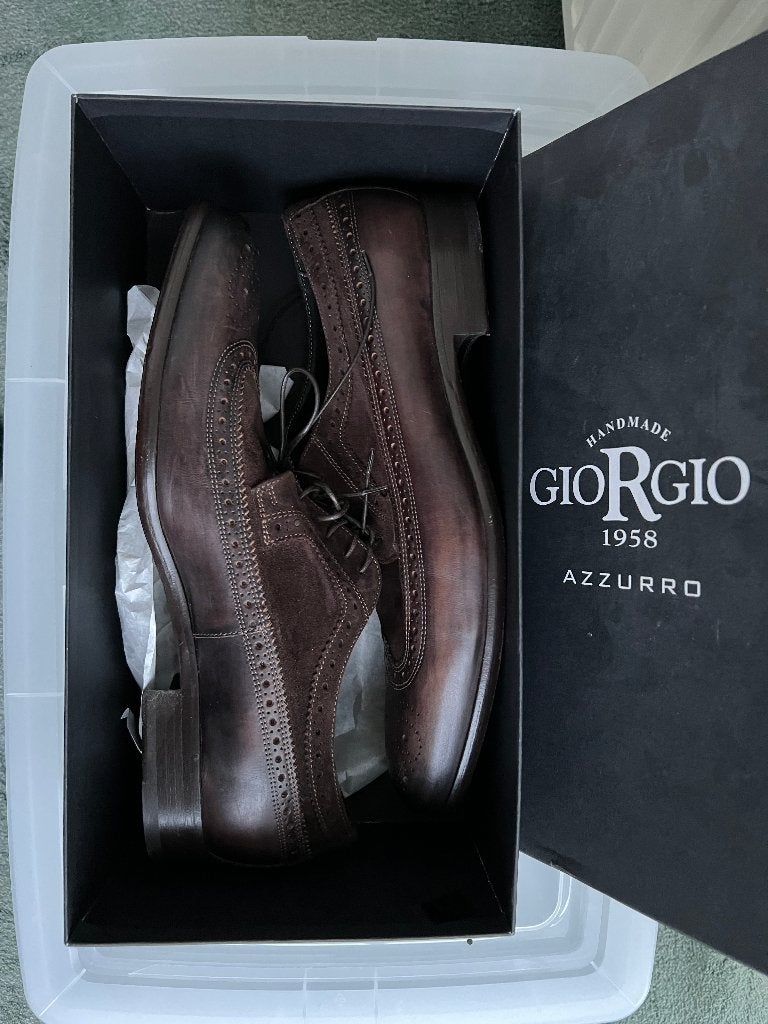 Giorgio 1958 Brogues suède/leer bruin maat 46 (11), Bruin, Verzenden, Giorgio 1958, Gedragen