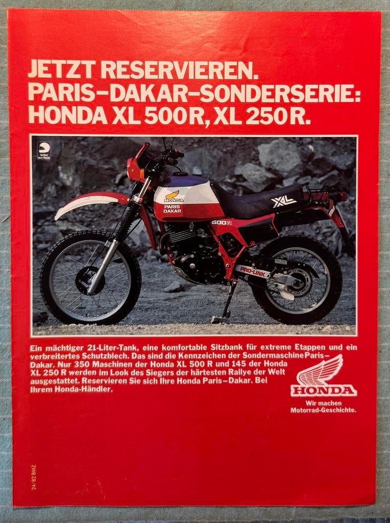 Advertentie Honda XL500R Paris Dakar, Verzenden, Zo goed als nieuw, Motoren