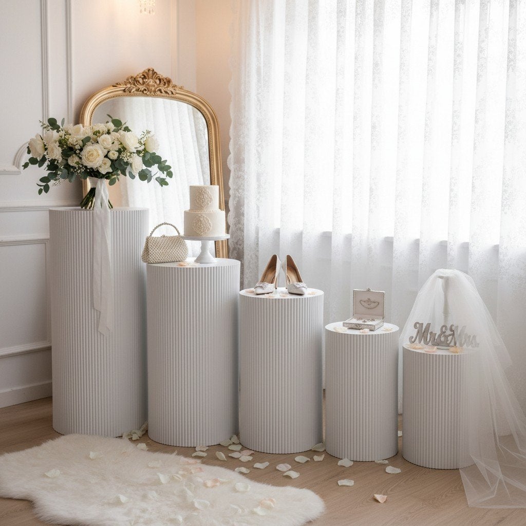 Witte Decoratie Sokkels / Pilaren – Sets 3/5 – Ribbel & Glad, Diversen, Ophalen of Verzenden, Nieuw