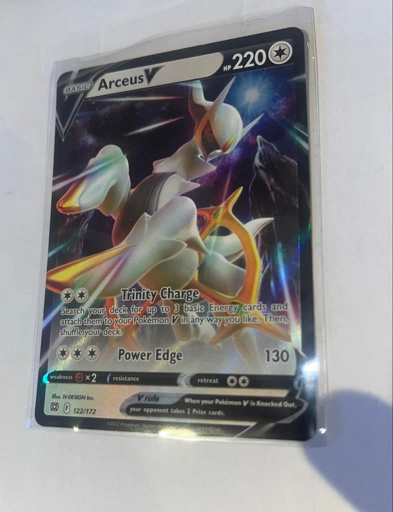 Pokémon kaart Arceus V 122/172, Ophalen of Verzenden, Zo goed als nieuw, Losse kaart, Foil